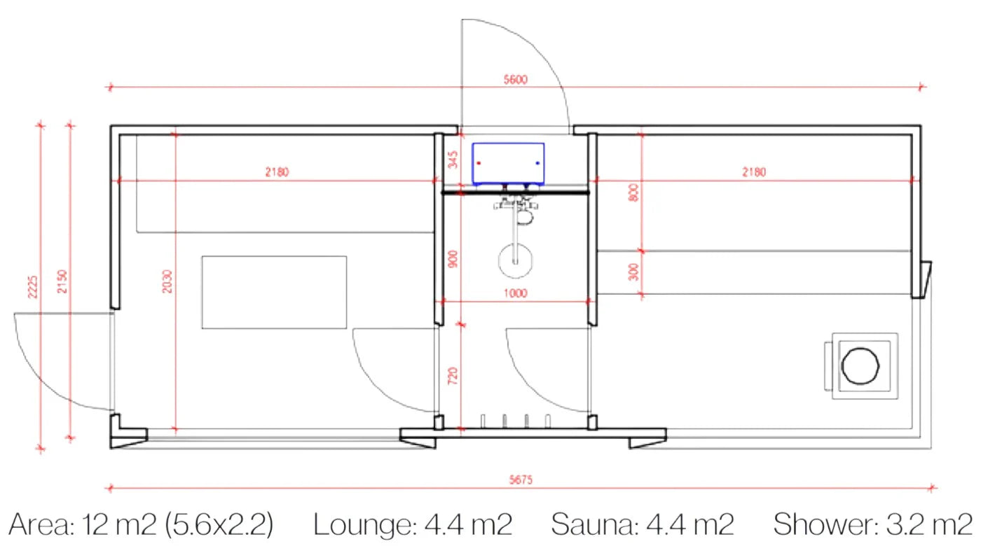 St Moritz 5 Person Outdoor Sauna with Shower Room - Myles Better Living