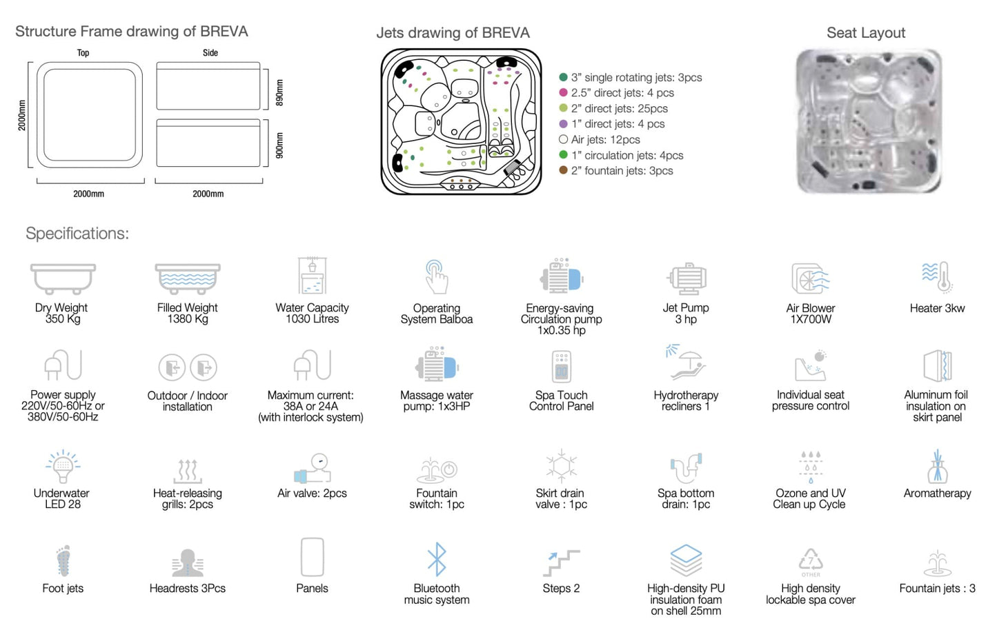 Breva Hot Tub Spa 5 Seater - Myles Better Living